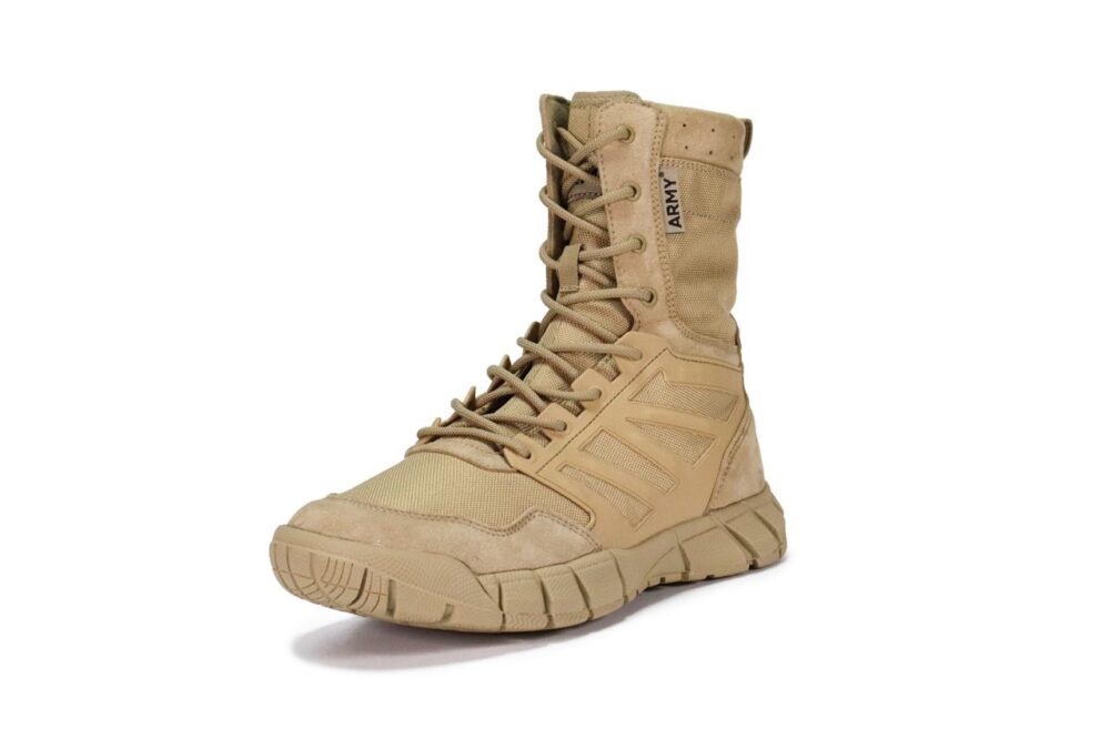 ARMY BOOT- (KHAKI 35623) بسطار ارمي بيج مزود بدعسه طبيه لراحة القدمين